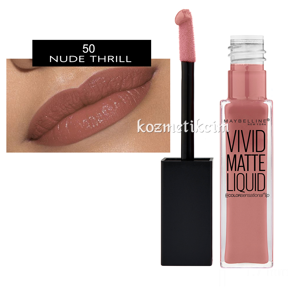 Maybelline Vivid Matte Liquid Ruj 50 Nude Thrill