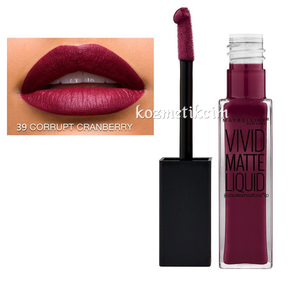 Maybelline Vivid Matte Liquid Ruj 39 Corrupt Cranberry