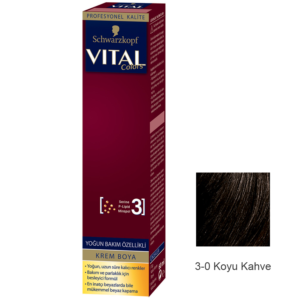 Schwarzkopf Vital Colors Krem Saç Boyası 3-0 Koyu Kahve