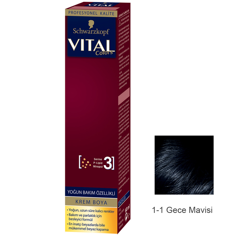 Schwarzkopf Vital Colors Krem Saç Boyası 1-1 Gece Mavisi